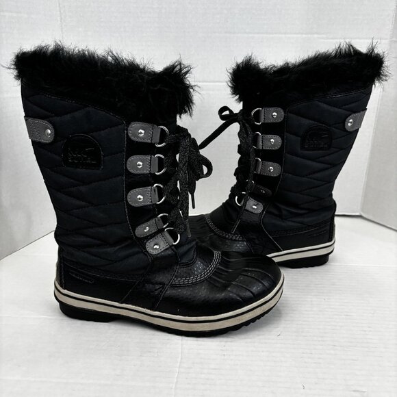 Sorel Joan of Arctic Winter Boots Womens Size 5 Black Snow Faux Fur Waterproof - Picture 7 of 13